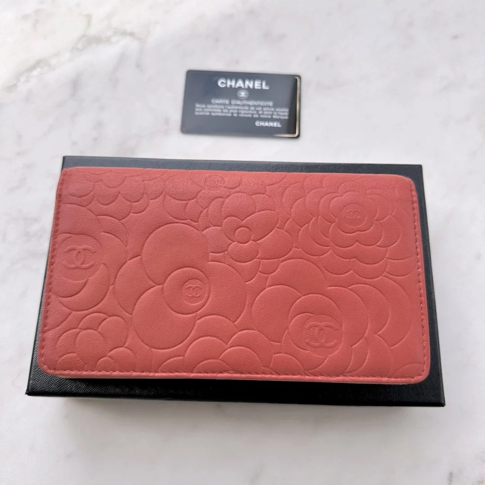 Chanel CC Coral Camellia Bifold Wallet